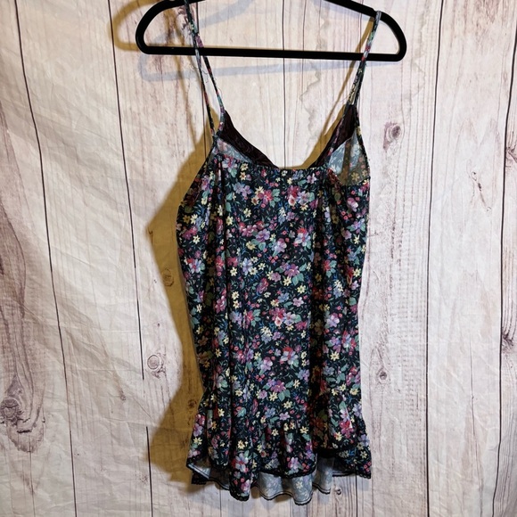 Vintage Floral Flower Patterned Spaghetti Strap Lace Detail Slip Dress Medium - Picture 4 of 6